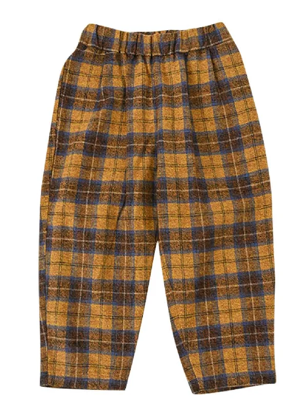 Dark Yellow Plaid Pants Hip Men's Retro