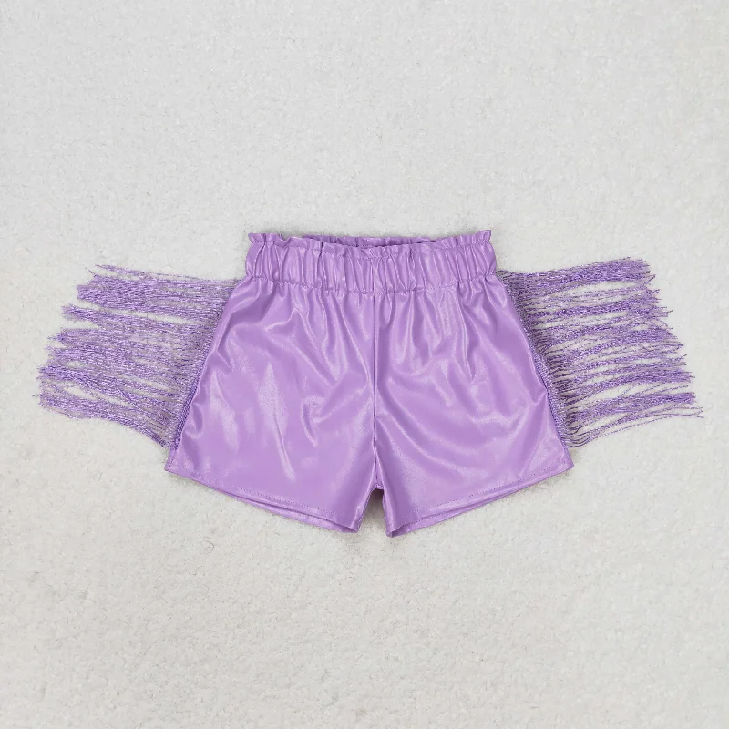 SS0251 Purple glossy leather fringe shorts high quality summer school shorts for kids Bold Men's Statement SS0251 Purple glossy leather fringe shorts high quality summer school shorts for kids Bold Men's Statement