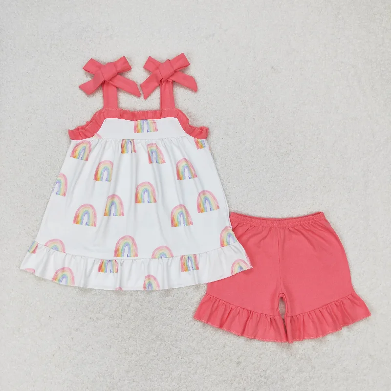GSSO0989 Rainbow red lace suspender shorts suit girls two piece sets clothing Rugged Men's Outdoor GSSO0989 Rainbow red lace suspender shorts suit girls two piece sets clothing Rugged Men's Outdoor
