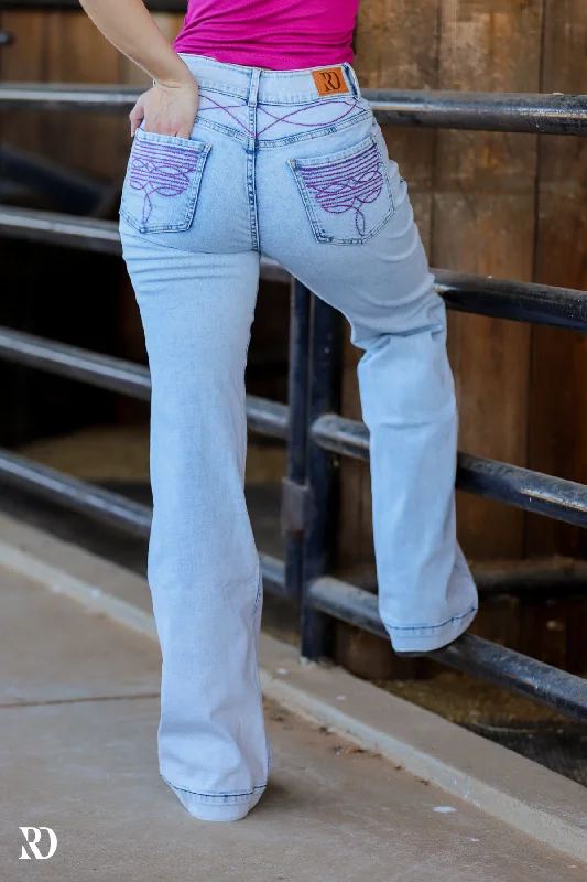 CHEYENNE LIGHT WASH PINK POCKET TROUSER JEANS Gym