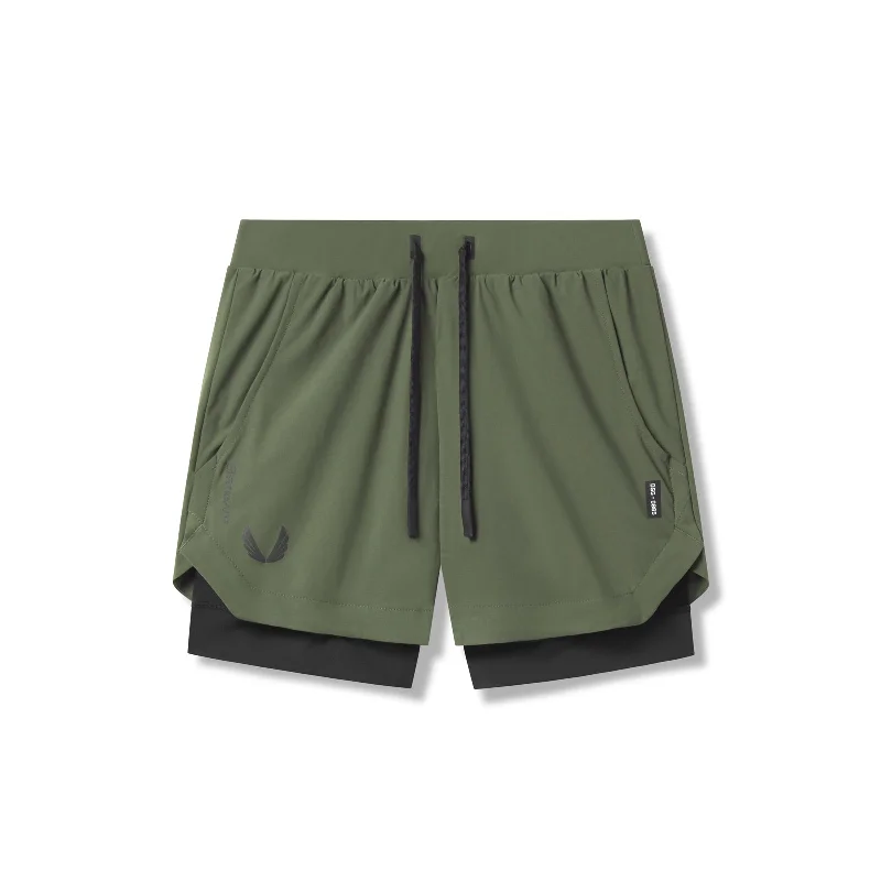 0865. Tetra-Lite® 5" Liner Short - Olive "Wings"/Black Sharp Men's Italian