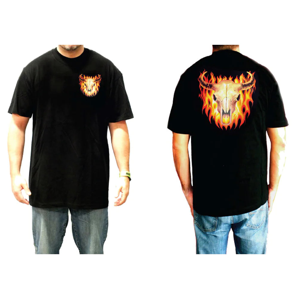 Skeleton Bull Skull Black Tough Men's Military