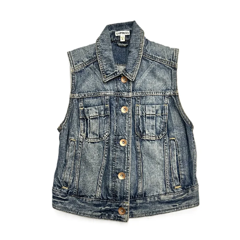 Vest Other By Express In Blue Denim, Size: Xs Refined Men's Velvet