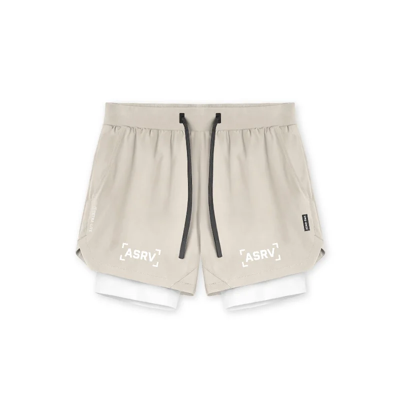 0865. Tetra-Lite® 5" Liner Short - Sand Smoke "Bracket"/White Casual Men's Short