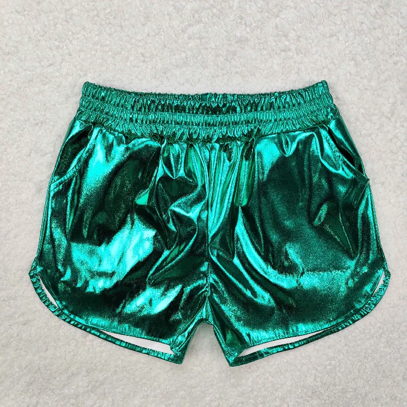 SS0410 Vintage  glittery green Shorts boy boutique outfit RTS 202501 Laid