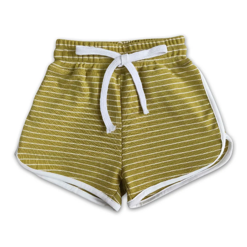 High quanlity cotton olive stripe drawstring girls summer shorts Stylish Men's Neon