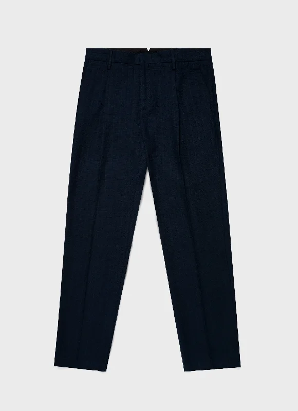 Men's Cotton Raffia Pleat Trouser in Navy Tough Men's Military