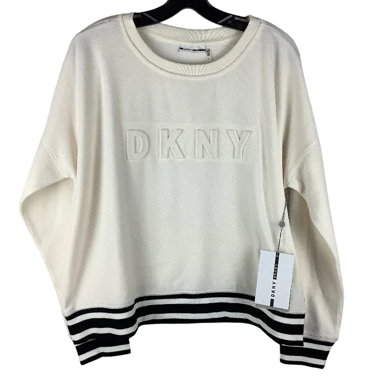 Athletic Sweatshirt Crewneck By Dkny In Cream, Size: L Monochromatic Office Style
