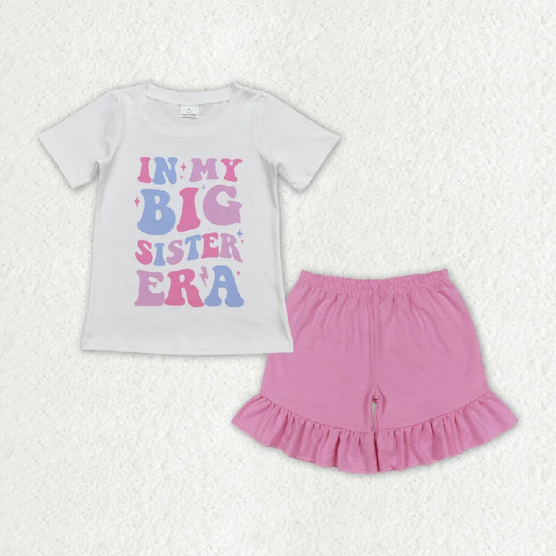 GSSO1400 in my big sister era printed multi-color shorts high quality wholesale kid clothing set for girl summer Polished Men's Silk GSSO1400 in my big sister era printed multi-color shorts high quality wholesale kid clothing set for girl summer Polished Men's Silk