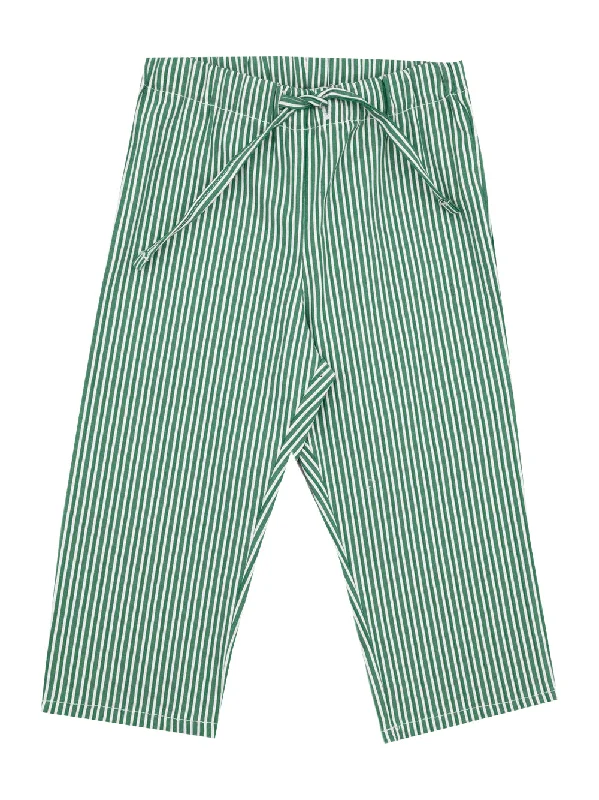Green Striped Trousers Sporty Men's Athleisure 