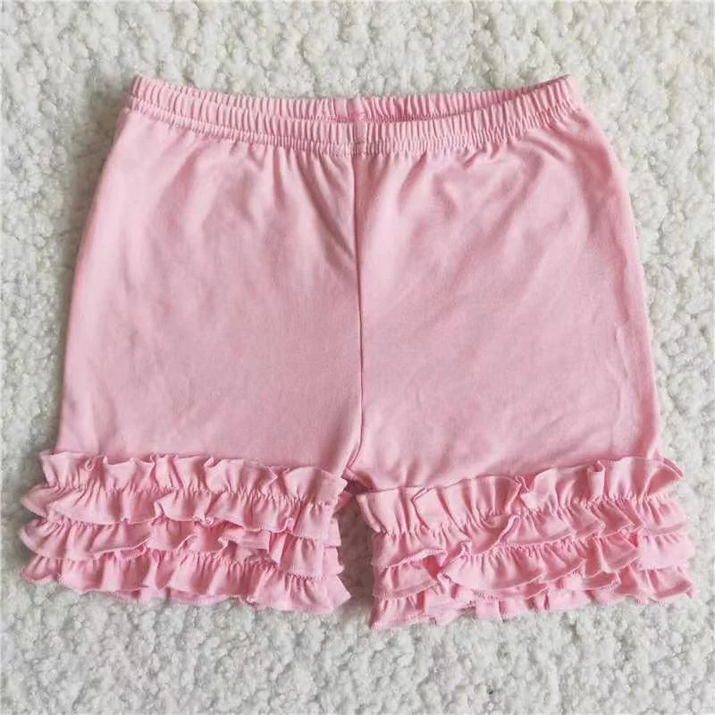 Summer Pink Ruffles High Quality Girls Shorts Sporty Men's Athleisure 