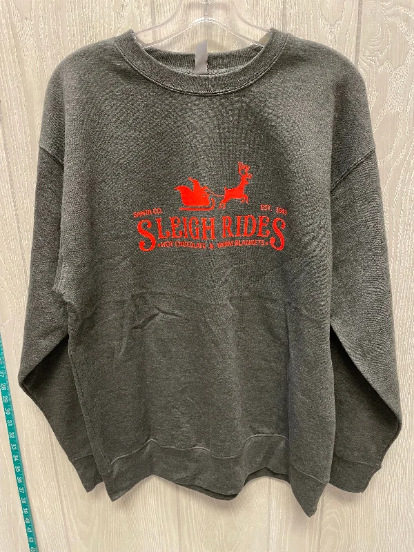 Sweatshirt Crewneck By Cmc In Grey & Red, Size: L Relaxed Men's Australian 