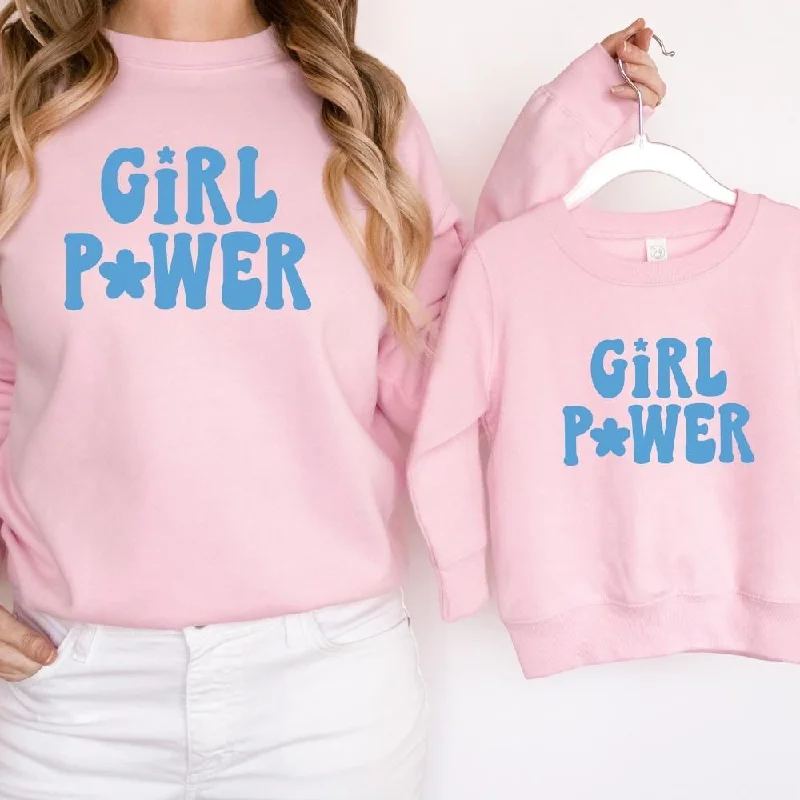 Girl Power Matching Pink Sweatshirts Unique Men's Upcycled
