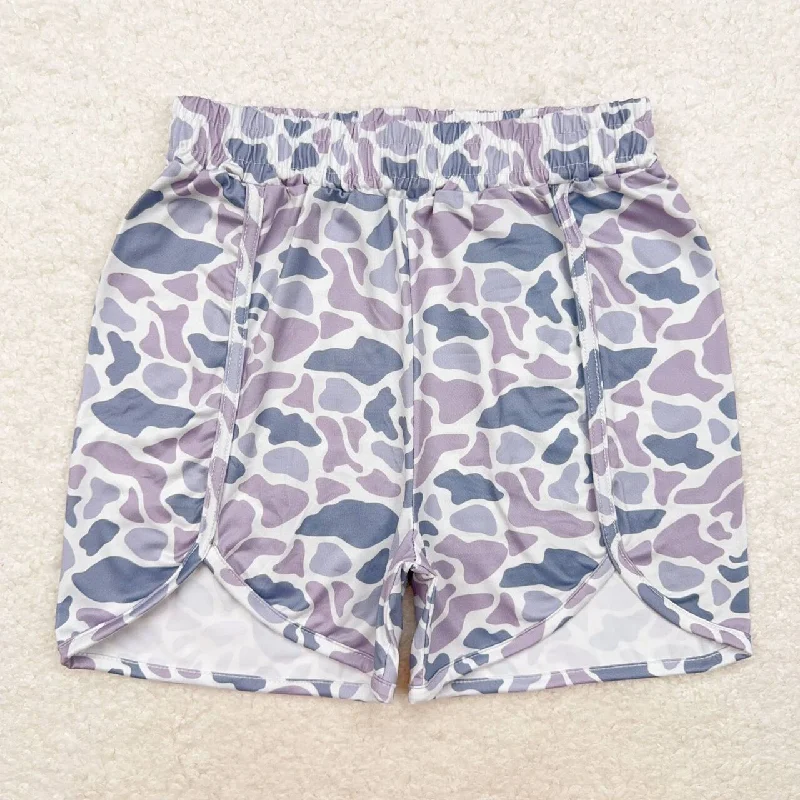 SS0363 Grey camouflage shorts for adult women Polished Men's Satin