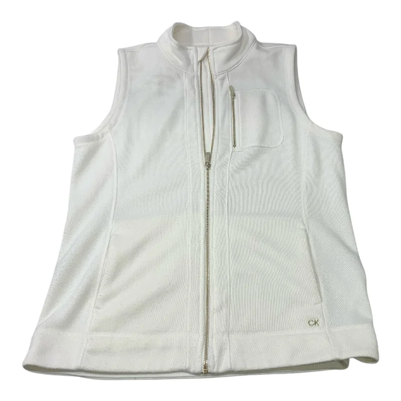 Vest Sweater By Calvin Klein In White, Size: L Tailored