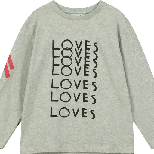 Beau Loves Grey Marl 'LOVES LOVES LOVES' Long Sleeve T-shirt Sleek Men's Contemporary 