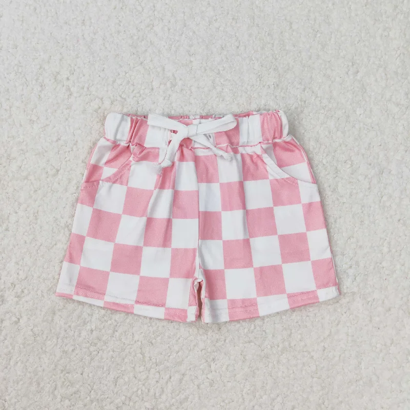 SS0258 Pink and white plaid shorts high quality children gym clothing Traditional Men's Wool SS0258 Pink and white plaid shorts high quality children gym clothing Traditional Men's Wool