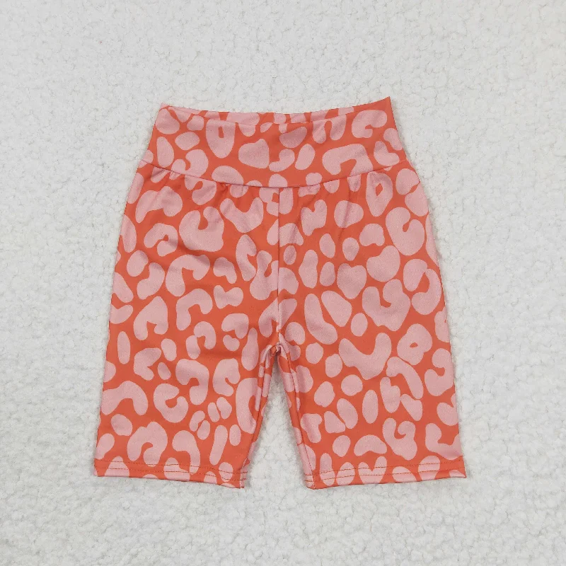 SS0035 Orange Leopard Boys Girls Biker Shorts Dynamic Men's Glow