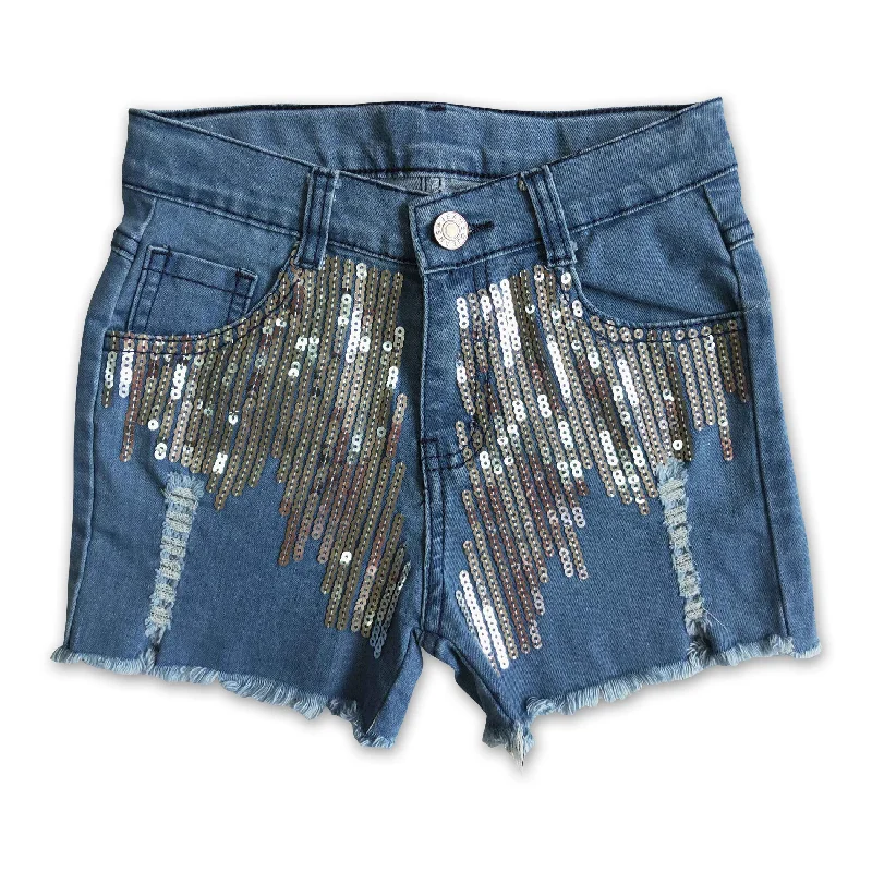 Girl Blue Sequin denim shorts Modern Men's Tech