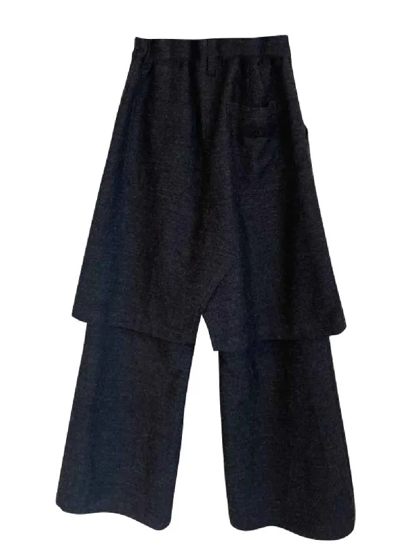 Black Layered Pants Relaxed Men's Beach