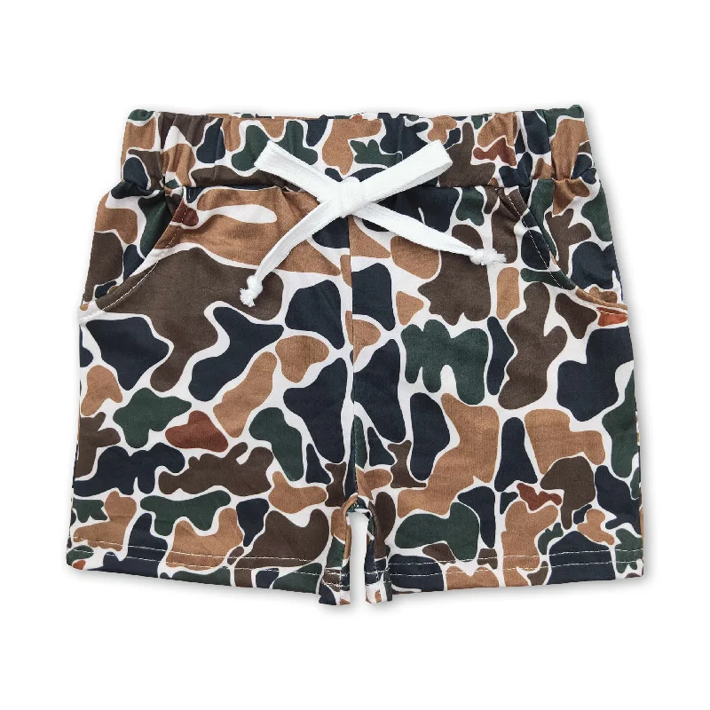Brown camo pockets kids boy summer shorts Dynamic Men's Moto