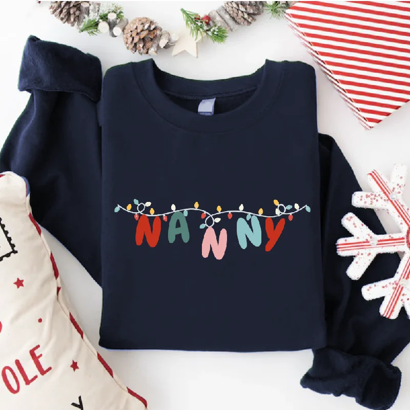 Nanny Christmas Lights Women's Sweatshirt Refined Men's Velvet