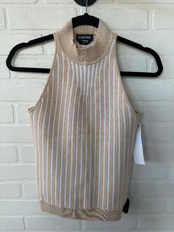 Vest Sweater By Bebe In Tan & White, Size: Xs Confident Men's High