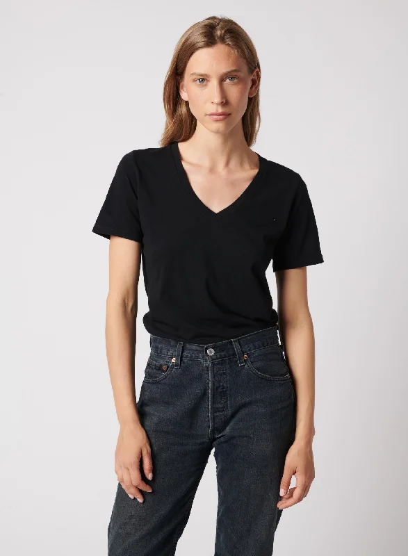 Cotton 'Silk Touch' Short Sleeve Semi-Relaxed V-Neck T-Shirt Polished Men's Silk