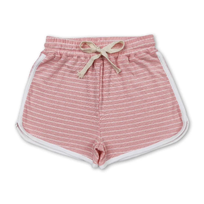 Dark pink stripe cotton toddler girls summer shorts Rugged Men's Outdoor 