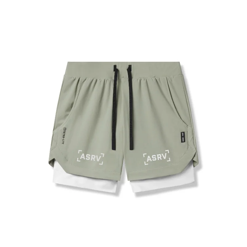 0865. Tetra-Lite® 5" Liner Short - Sage "Bracket"/White Unique Men's Patch