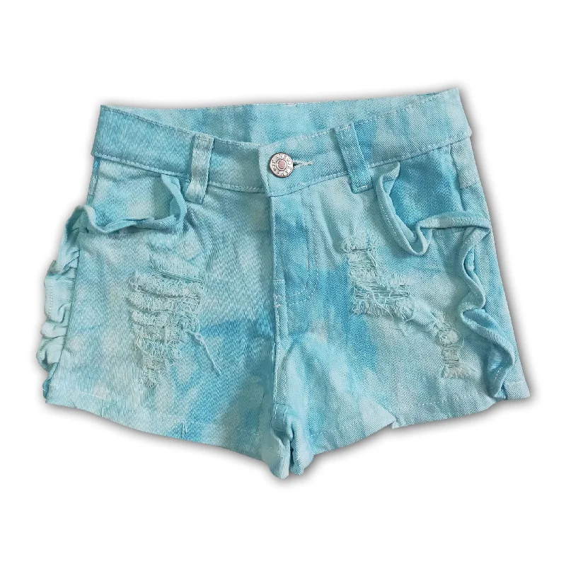 Light blue elastic waistband jeans baby girls denim shorts Stylish Men's Tropical 