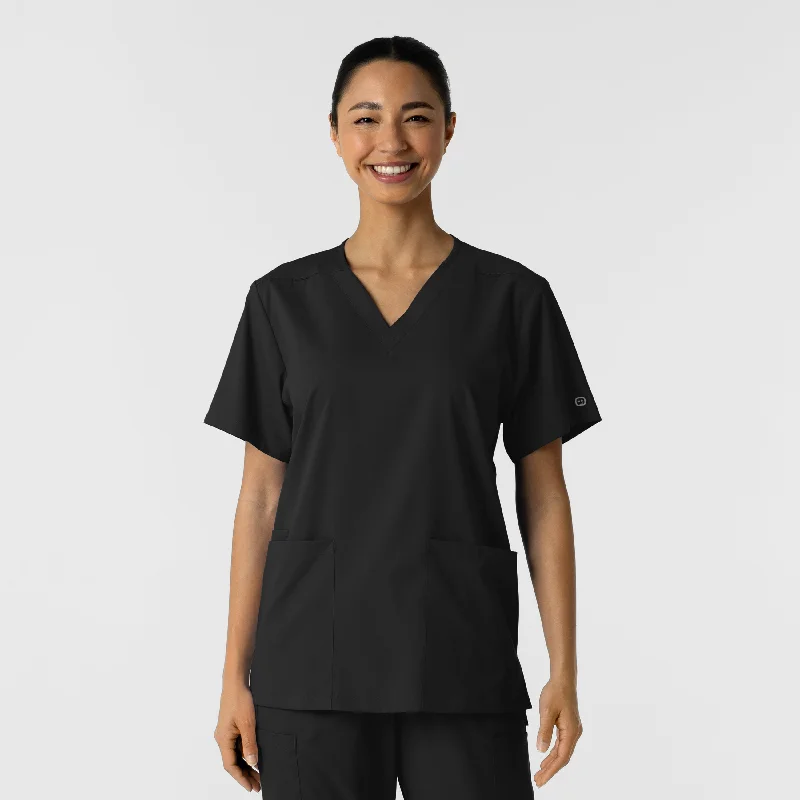 Boundless Unisex V-Neck Scrub Top - Black Sporty Men's Athleisure 