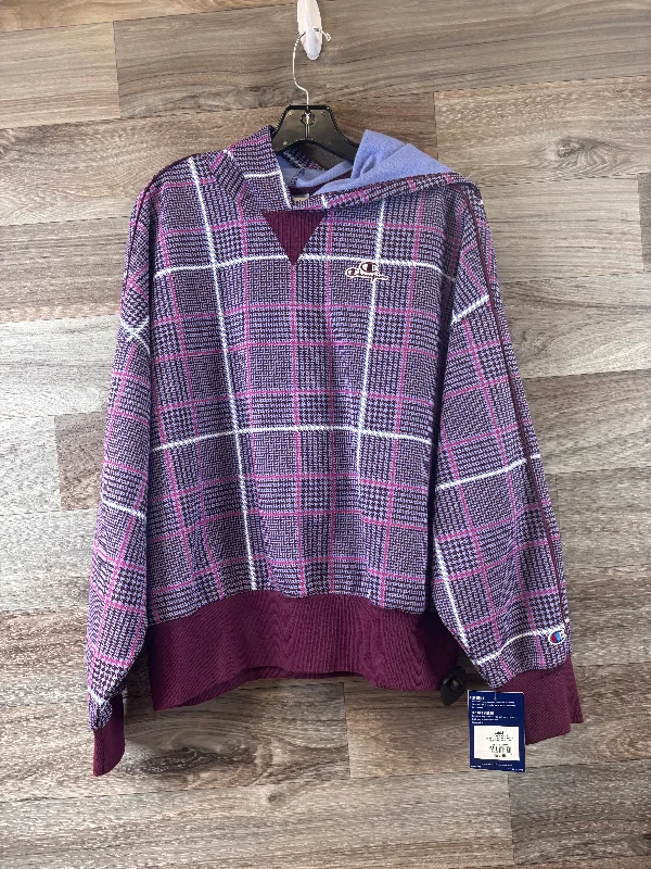 Athletic Sweatshirt Hoodie By Champion In Purple, Size: L Cozy Men's Sherpa