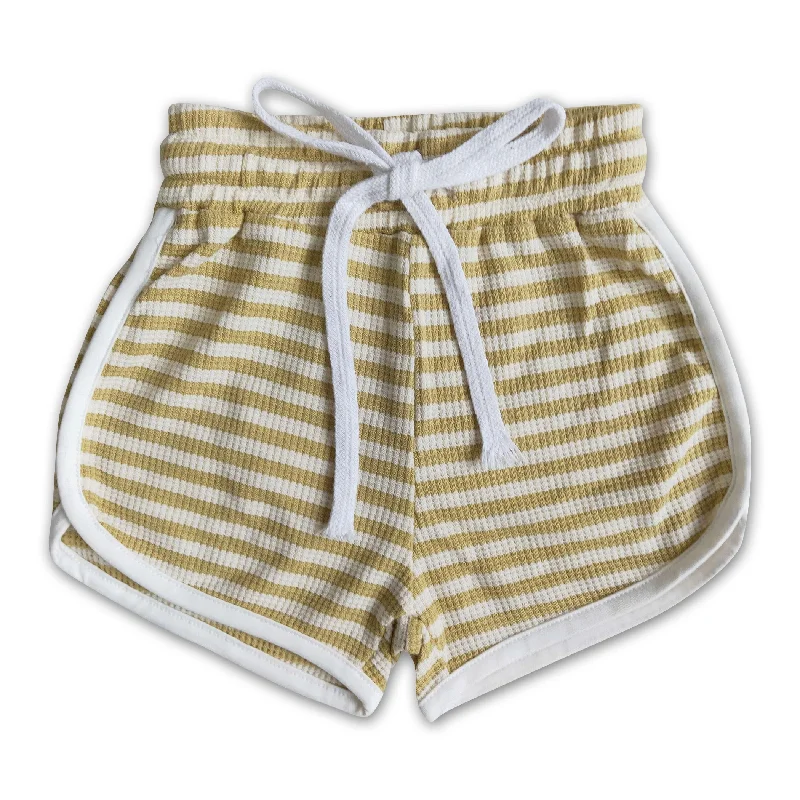 High quanlity baby cotton stripe drawstring girls summer shorts Preppy Men's College