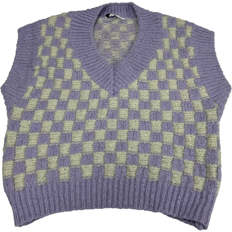 Vest Sweater By English Factory In Grey & Purple, Size: S Gym