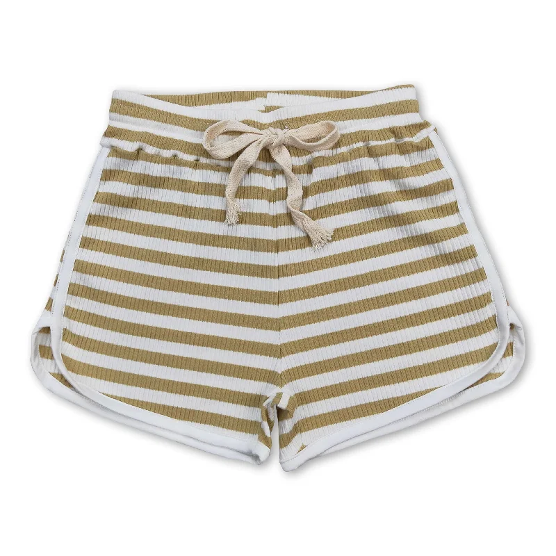 Olive stripe cotton toddler girls summer shorts Stylish Men's Neon