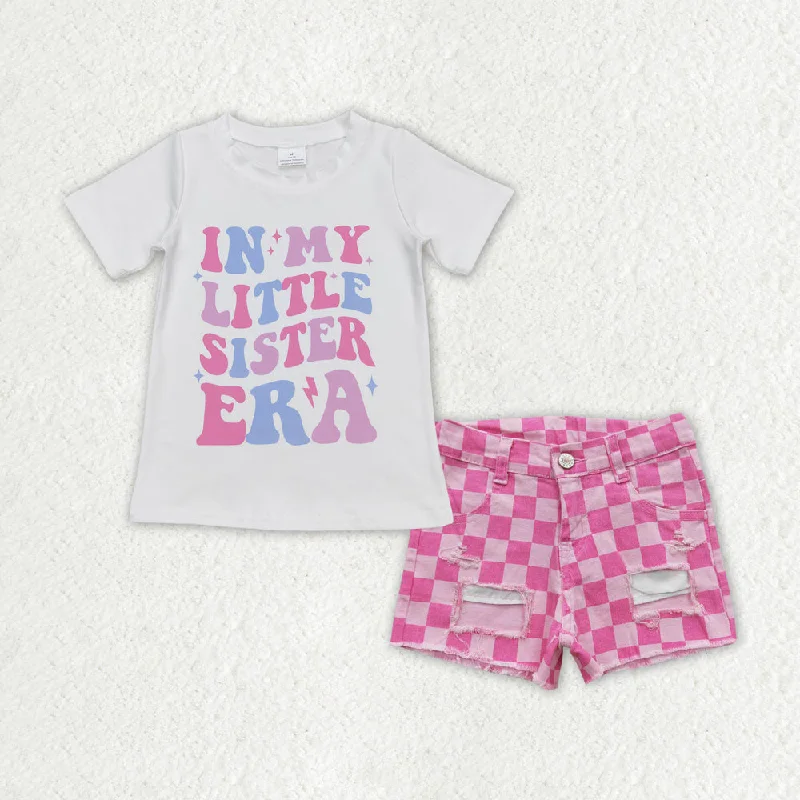 GSSO1409 in my big sister era Printed pink and blue denim shorts high quality wholesale girls jeans trousers Cclassic Men's Tweed GSSO1409 in my big sister era Printed pink and blue denim shorts high quality wholesale girls jeans trousers Cclassic Men's Tweed