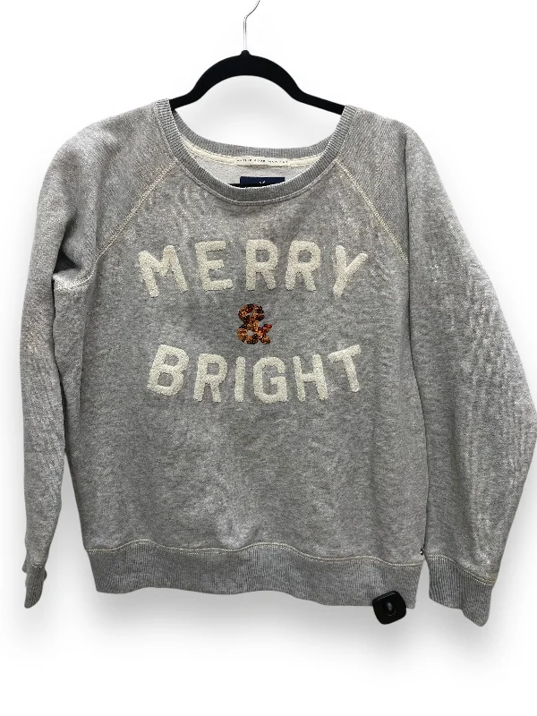 Sweatshirt Crewneck By American Eagle In Grey, Size: L Relaxed Men's Beach