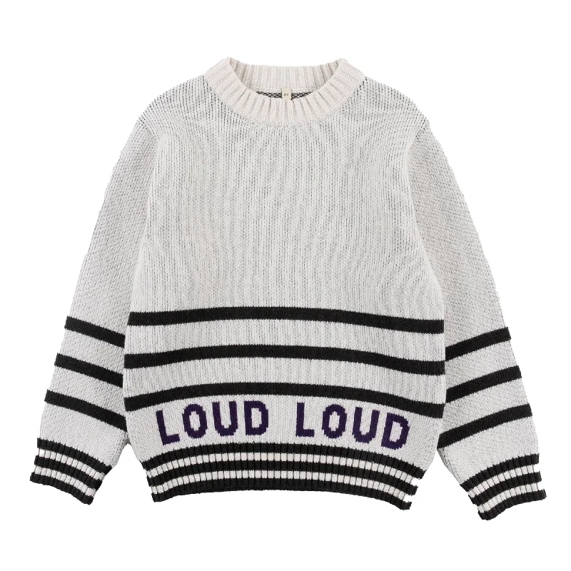 Loud Apparel Meadow Pullover Stripe Ecru/Anthracite/Purple Monochromatic All