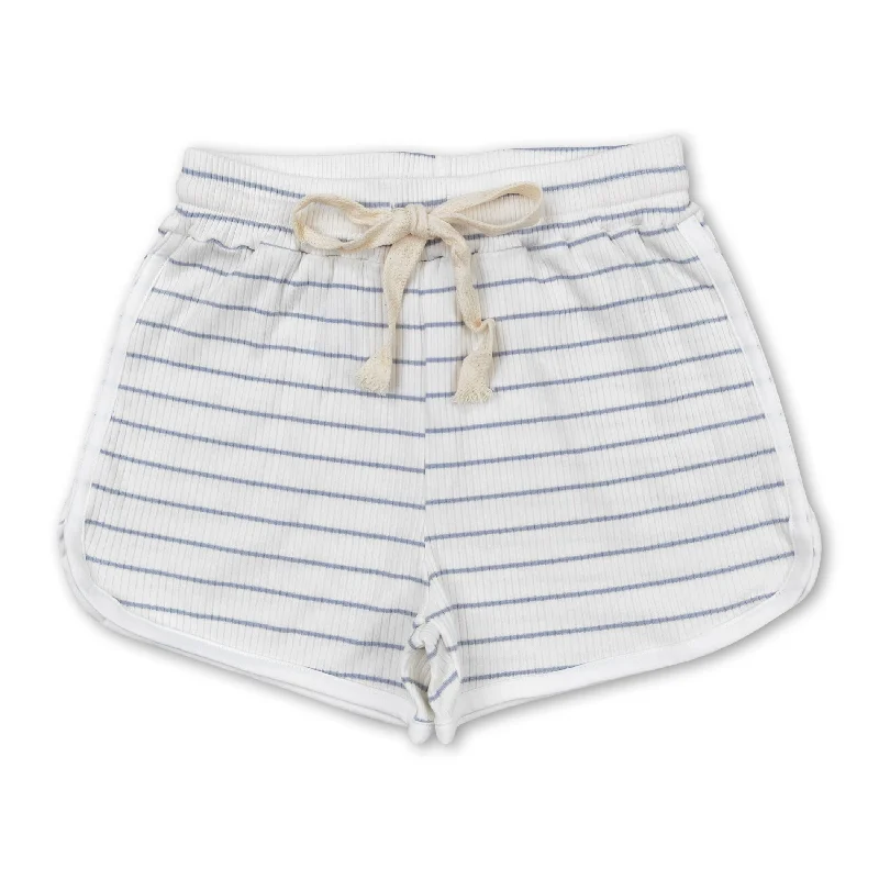 White blue stripe cotton toddler girls summer shorts Lumberjack