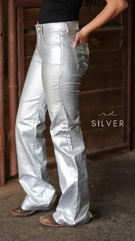 SILVER METALLIC SIGNATURE TROUSER DENIM Street