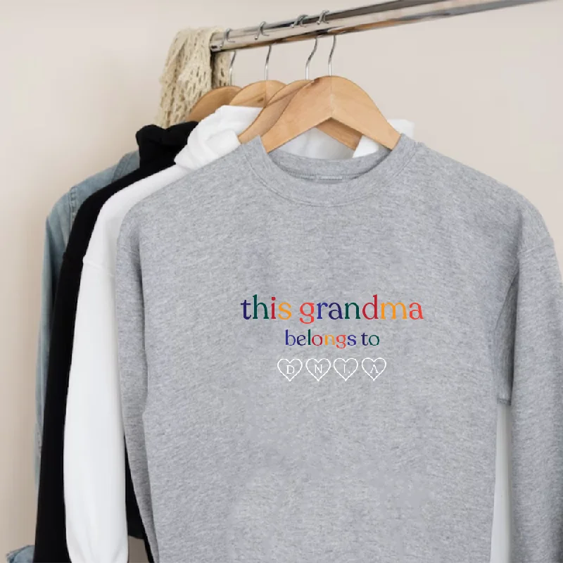 This Grandma Belongs To Personalised initials Women's Sweatshirt Casual Men's Loose