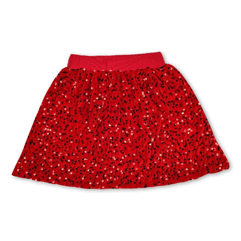 Red sequin kids girls Christmas skirt Dapper Men's 1920S