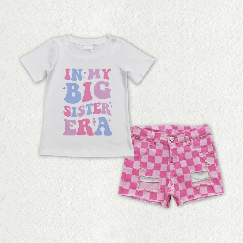 GSSO1408 in my big sister era printed blue and pink jeans shorts high quality wholesale kid clothing set for girl summer(复制) Monochromatic All GSSO1408 in my big sister era printed blue and pink jeans shorts high quality wholesale kid clothing set for girl summer(复制) Monochromatic All