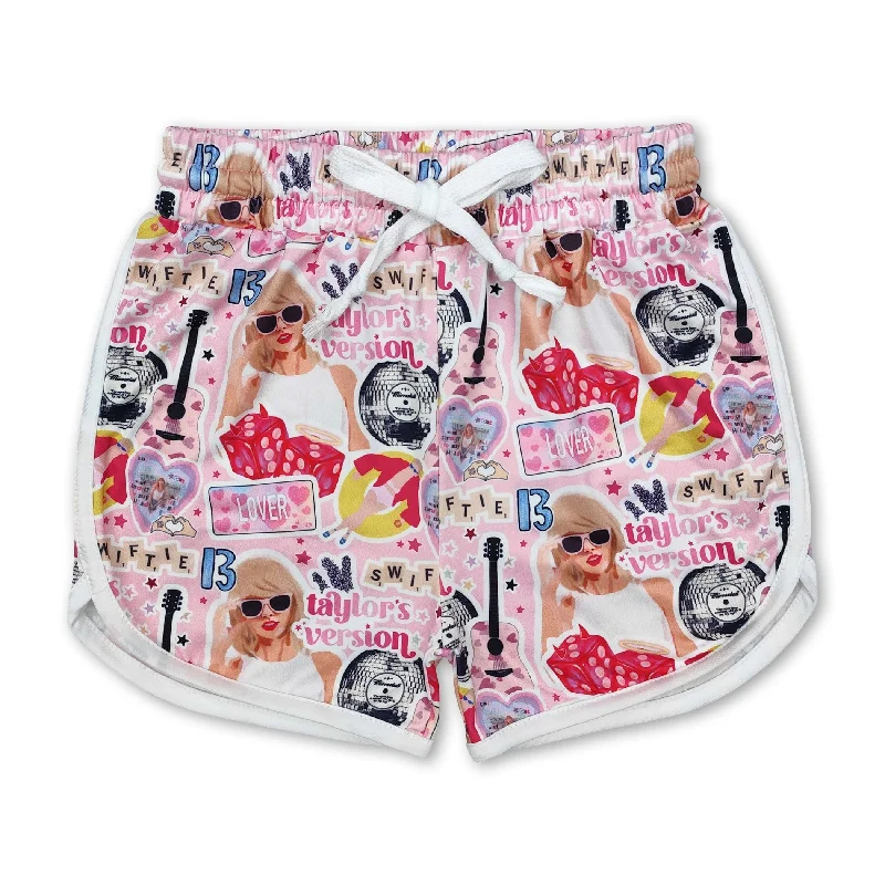 Pink guitar heart singer girls summer shorts Modern Men's 