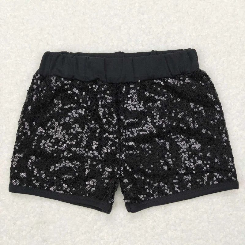 SS0121 Black  Sequin Kids Shorts Pants Unique Men's Upcycled