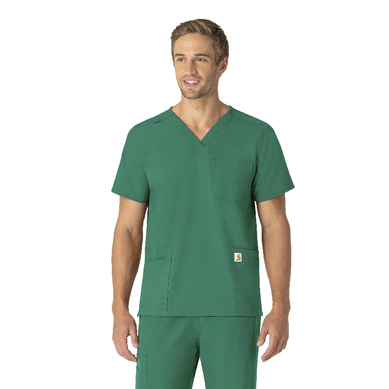 Carhartt Force Essentials Unisex V-Neck 6-Pocket Scrub Top - Hunter Polished Men's Satin