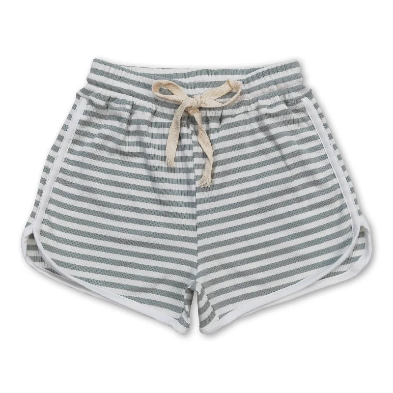 Grey stripe cotton toddler girls summer shorts Artistic Men's Hand