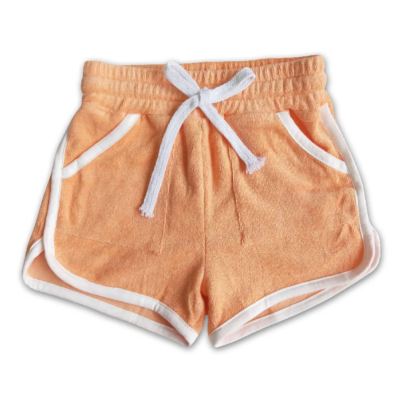 High quanlity cotton orange towel fabric drawstring girls summer shorts Sleek Men's Contemporary High quanlity cotton orange towel fabric drawstring girls summer shorts Sleek Men's Contemporary