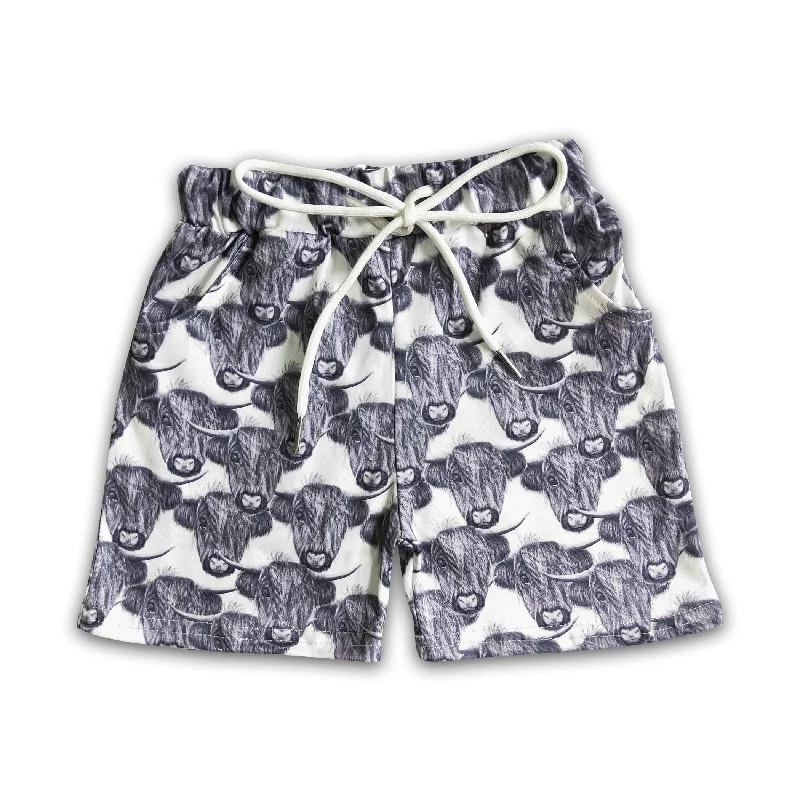 Highland cow pocket kids boy summer shorts Street